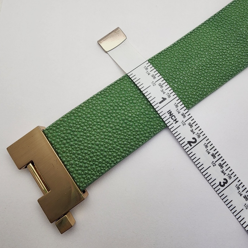 Leighelena Wide Jigsaw Cuff Bracelets—Genuine Stingray Avocado Green - Picture 11 of 16